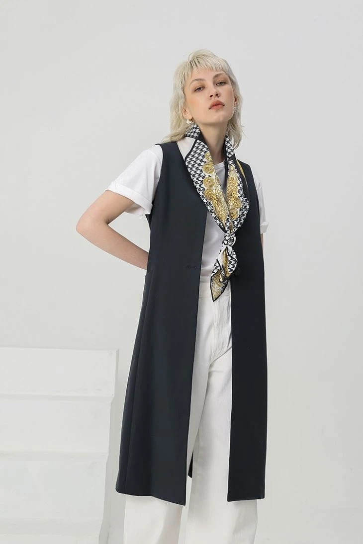 Black Hand Rolled Silk Scarf
